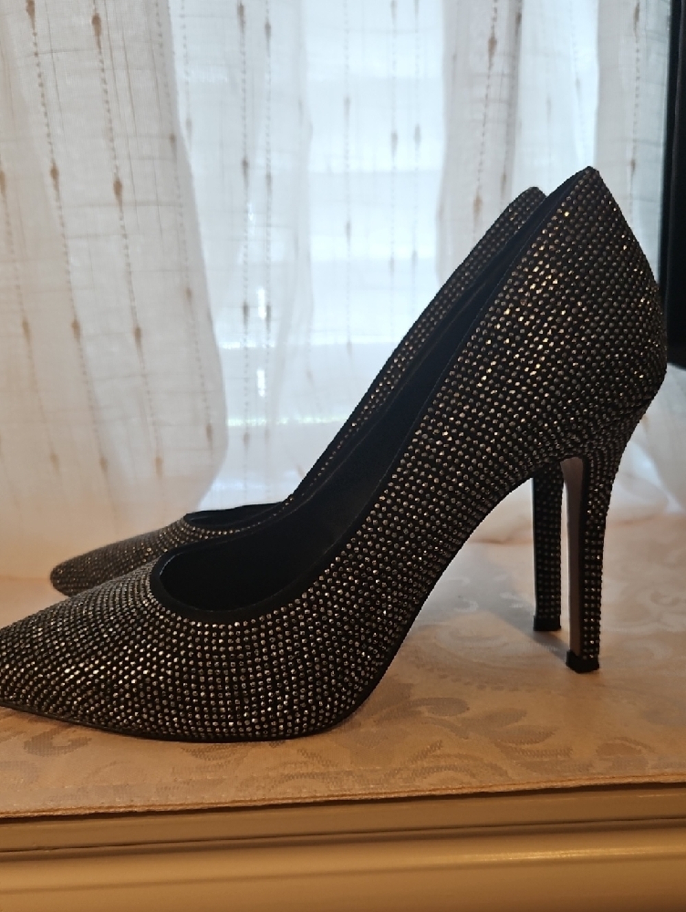 Gianni Bini Black & Silver Rhinestone Pointed-Toe Heels - Picture 3 of 5